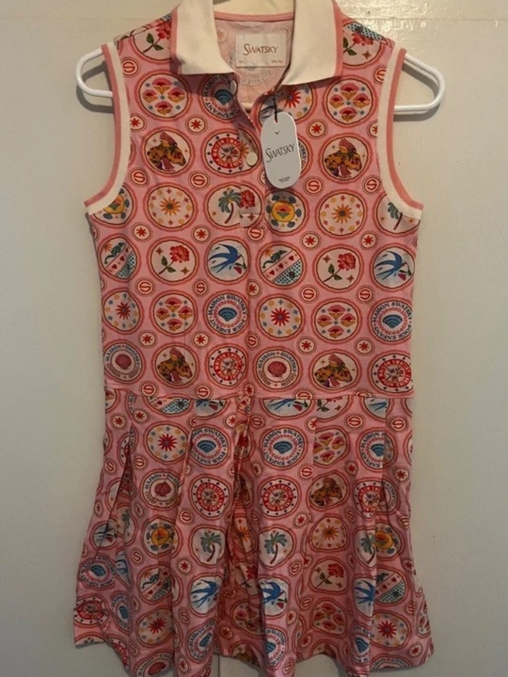 *SWATSKY* Boutique Cotton Girls' Pink Patterned Sleeveless Dress